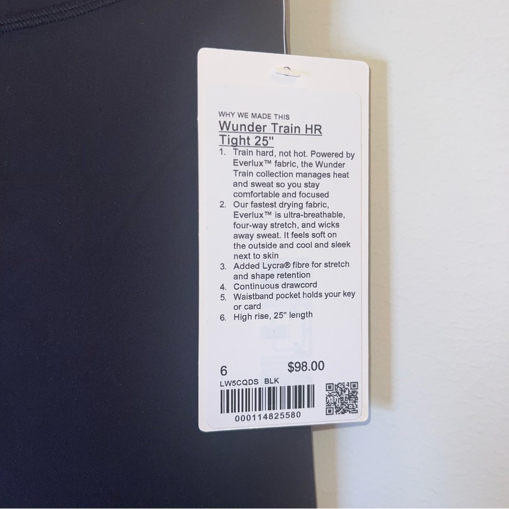 Lululemon Wunder Train HR 25” Black Leggings Size 6 NWT - Picture 11 of 14